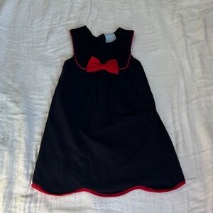 Navy Dress with Red Trim and Bow